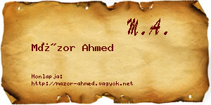 Mázor Ahmed névjegykártya