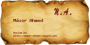 Mázor Ahmed névjegykártya